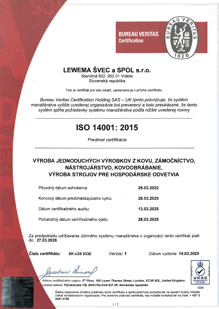 lewema iso 14001 2015 sk