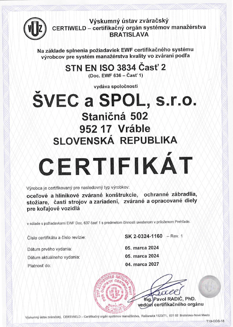 Švec a spol iso 3834 sk